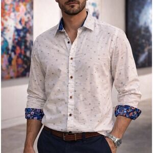 Robert Graham Mens Travel Resort Boho Button Up Shirt Size 2XL Statement Piece